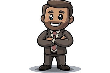 Obraz premium Confident Cartoon Businessman Avatar Clipart