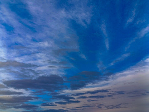 Blue sky background with dark clouds