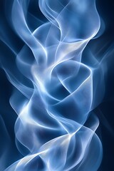 Obraz premium Abstract blue smoke swirls on black background.