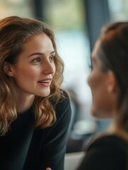 Obraz premium Business Professional Woman Sharing Information with Colleague