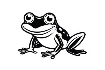 Cute frog cartoon character outline coloring page art vector illustration