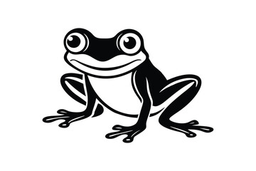 Cute frog cartoon character outline coloring page art vector illustration