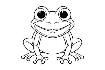 Cute frog cartoon character outline coloring page art vector illustration