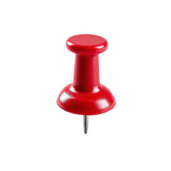 Close-Up of a Single Red Push Pin Isolated on White Background or Transparent Background, Png