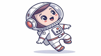 Fototapeta premium A cute, cartoon-style astronaught floating in a clean vector art style. Bold outlines, smooth shading, and minimal details for a fun, modern look.