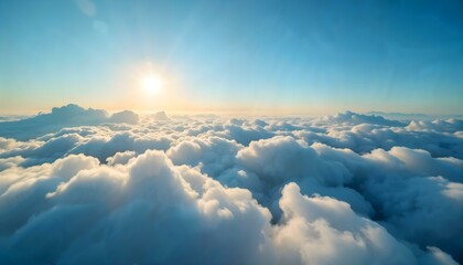 Naklejka premium Serene clouds drifting across a bright blue sky representing calm and tranquility