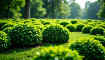 Artistic rendering of lush compact green bushes showcasing vibrant foliage