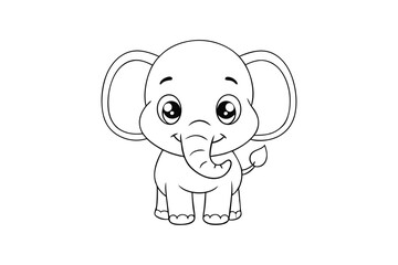 Cute kawaii Elephant cartoon character art vector illustration