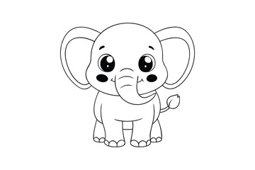 Cute kawaii Elephant cartoon character art vector illustration