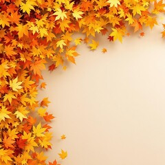 Autumnal border of yellow and orange maple leaves, DIY project, plant decor, natural elements, botanical pattern