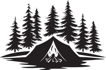 Camping silhouette element, Camping vector illustration design.