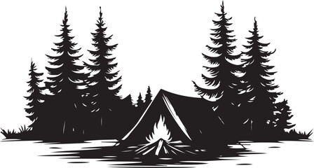 Camping silhouette element, Camping vector illustration design.