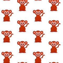 Cute baby monkey seamless pattern repeat. Cute monkey vector illustrations. Tropical background fabric print. Great for kids and fun home decor. Surface pattern design.