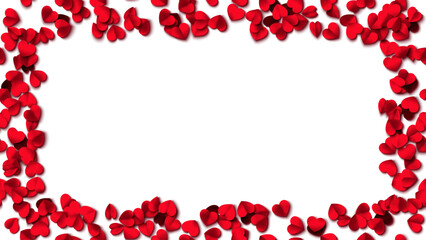 Hearts seamless pattern. Heart shaped rose petals fall. Heart paper confetti. Vector eps 10 illustration. Red color. Romantic floral background. Love backdrop. 14 February Valentine's Day.