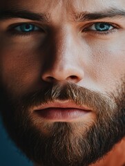 Obraz premium Groomed Bearded Man with Blue Eyes