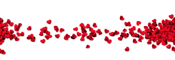 Hearts seamless pattern. Heart shaped rose petals fall. Heart paper confetti. Vector eps 10 illustration. Red color. Romantic floral background. Love backdrop. 14 February Valentine's Day.