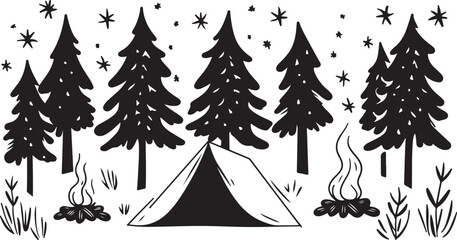 Obraz premium Camping silhouette element, Camping vector illustration design.