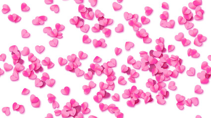 Hearts seamless pattern. Heart shaped rose petals fall. Heart paper confetti. Vector eps 10 illustration. Pink color. Romantic floral background. Love backdrop. 14 February Valentine's Day.