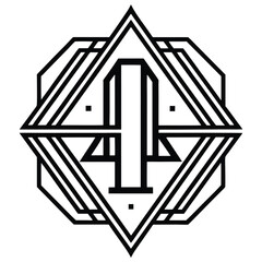 A bold and modern logo design featuring a single alphabet in clean, minimalistic typography, enhanced with geometric patterns and sharp edges for a sleek aesthetic.