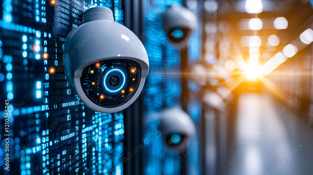 Poster ai generate surveillance cameras in data center technology environment high-tech viewpoint