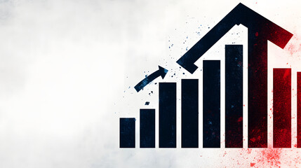 Stock market trends illustration showcasing the rise and fall of financial indicators, featuring abstract graphs, charts, and data points in a dynamic, modern style.
