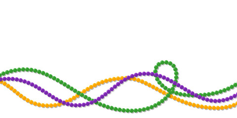 Mardi Gras Beads Background. Festive Mardi Border.