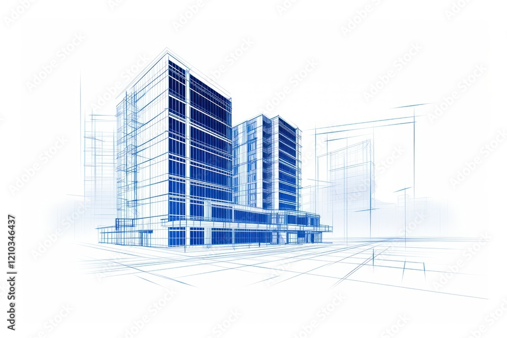 Poster building architecture blueprint diagram