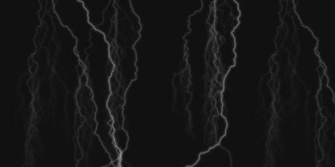 Naklejka premium Thunder Stock Image In Black Background. Massive lightning bolt with branches isolated on black background.