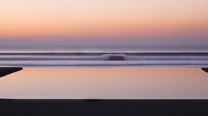 Obraz premium Serene ocean sunset, reflecting calm waters, tranquil beach scene, ideal for travel brochures