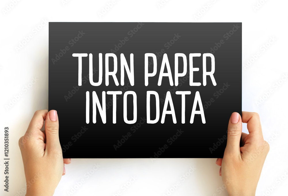 Poster turn paper into data text on card, concept background