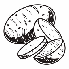 potato vector silhouette black design white background