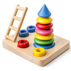Wooden toddler stacking toy and ladder.  Early childhood education
