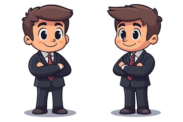 Cute Young Businessman Confident Posture Illustration