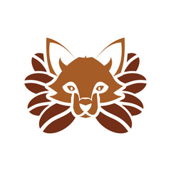 coffee fox icon logo design template
