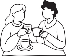 isolated  drinking tea together icon,  drinking tea together icon Vector ,  drinking tea together Silhouette,drinking tea together symbol, drinking tea together icon set, black drinking tea together i