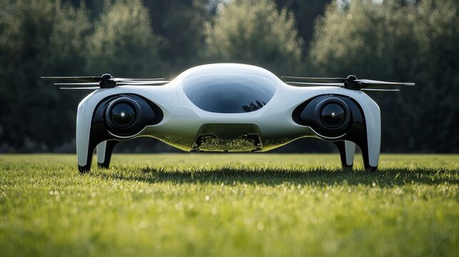 The new electric discing drone has an all-white exterior and sleek black accents on its sides