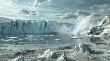 Fototapeta premium Melting Glaciers And Rising Sea Level