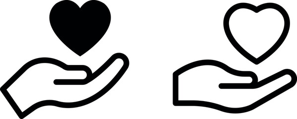 Hand Holding Heart Vector Icon Set - Compassionate and Versatile Designs