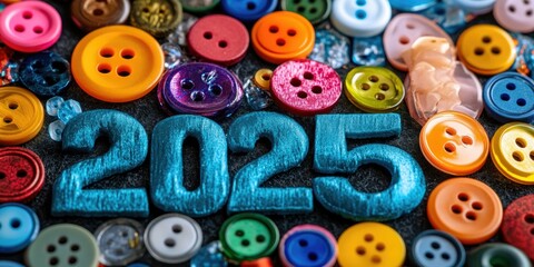 Obraz premium Vibrant Button Collage Celebrating 2016