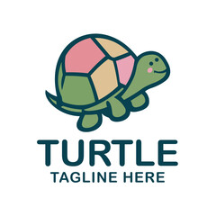 Cute Turtle Character Logo