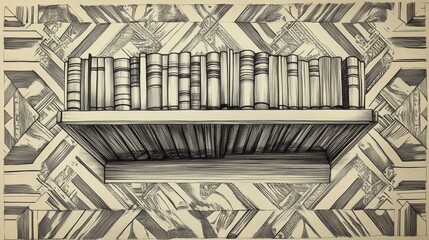 Obraz premium Seamless pattern - the sketch of a bookstand