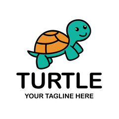 Cute Turtle Cartoon Logo
