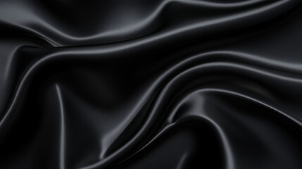 Obraz premium Black satin fabric with smooth waves