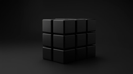 Black cube in a dark minimalist setting