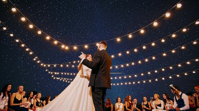 Under a canopy of stars, a couple&rsquo;s first dance