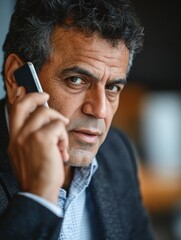 Intense Businessman on Cell Phone