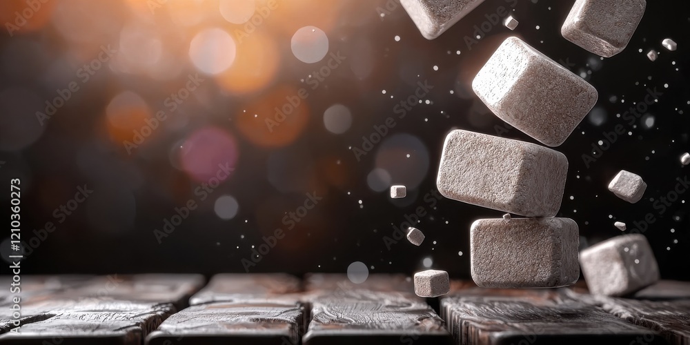 Poster dynamic falling cubes abstract background 3d dark environment low angle view agile methodology conce