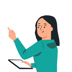 woman pointing at something