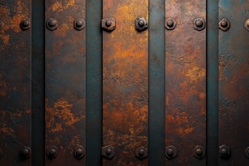Fototapeta premium Rust-covered steel plates with intricate textures and subtle color gradients