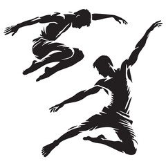 Compact set of jumping man silhouette digital art for designers looking for quick and impactful visuals - man jumping vector set - man jumping illustrations set
